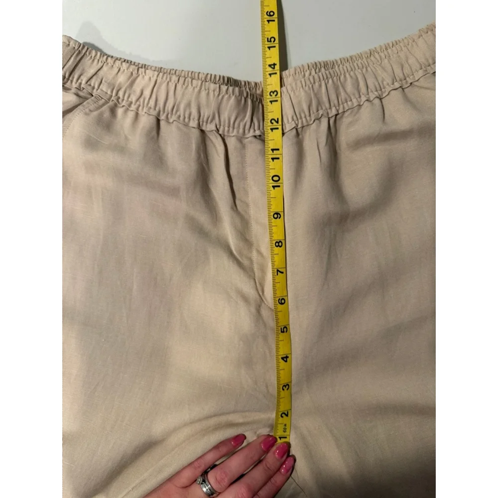 H&M Beige Linen Blend Ankle Cropped wide Pants Size M
